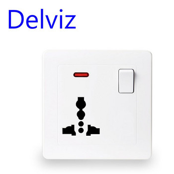 Delviz Универсален контакт с 3 дупки eu Универсален електрически контакт с превключвател контролен индикатор Британски стандарт златен 13A стенен контакт панел