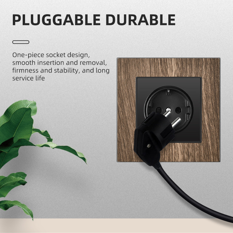 PSSRISE EU fali konnektor AC110-250V 16A faszemcsés alumínium ötvözet nappali hálószoba fali beágyazott panel aljzat 86*86mm