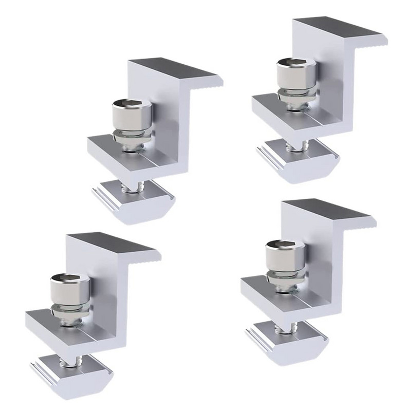 4db végbilincs, állítható 30 mm/35 mm-es fotovoltaikus napelemre szerelhető alumíniumötvözet napelemes tartókonzol bilincs tartozékok