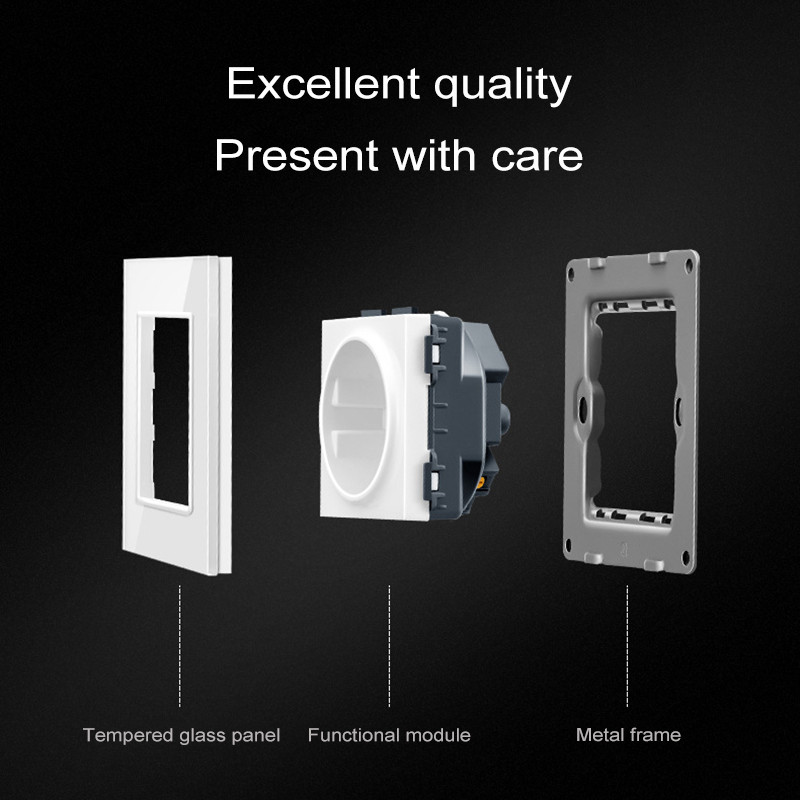 Valge/must/hall/kuldne kristallklaaspaneeli seinakontakt 16A EL-i standardne elektripistikupesa 86mm*86mm pistikupesa kodu parandamine