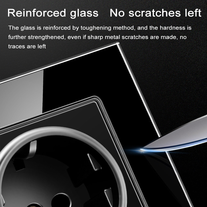 Valge/must/hall/kuldne kristallklaaspaneeli seinakontakt 16A EL-i standardne elektripistikupesa 86mm*86mm pistikupesa kodu parandamine