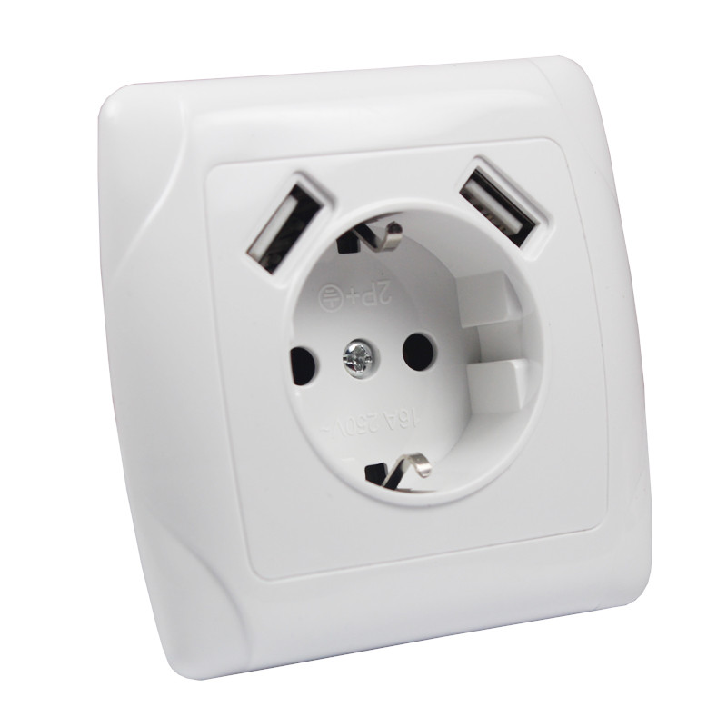 2019 nová štýlová USB zásuvka Doprava zdarma Dvojitý USB port 5V 2A zásuvka USB nástenná zásuvka LLA-01