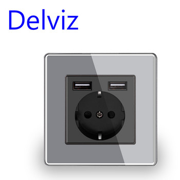 Delviz EU Standard USB Socket, Букса за зареждане на мобилен телефон, 86mm 16A поп щепсел за подобряване на дома, 5V USB стенен контакт