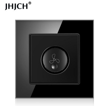 JHJCH регулатор на вентилатора луксозен кристален стъклен панел стенен превключвател превключвател 16a 15-300w черно и бяло злато