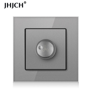 JHJCH регулатор на вентилатора луксозен кристален стъклен панел стенен превключвател превключвател 16a 15-300w черно и бяло злато