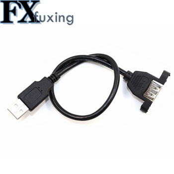 USB 2.0 удължителен кабел от мъжки към женски с винтово фолио за монтаж на панел + плетен екраниран удължителен USB кабел Захранващ кабел за компютърен лаптоп
