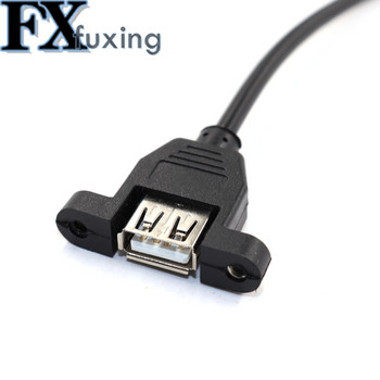 USB 2.0 удължителен кабел от мъжки към женски с винтово фолио за монтаж на панел + плетен екраниран удължителен USB кабел Захранващ кабел за компютърен лаптоп