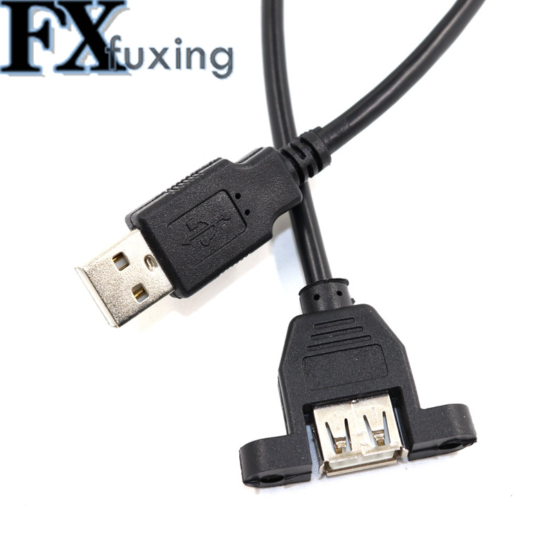 USB 2.0 pagarinātāja kabelis ar vīrišķo uz mātīti ar skrūvējamā paneļa montāžas foliju + pītu ekranētu USB pagarinātāja USB kabeļa strāvas vadu datora klēpjdatoram