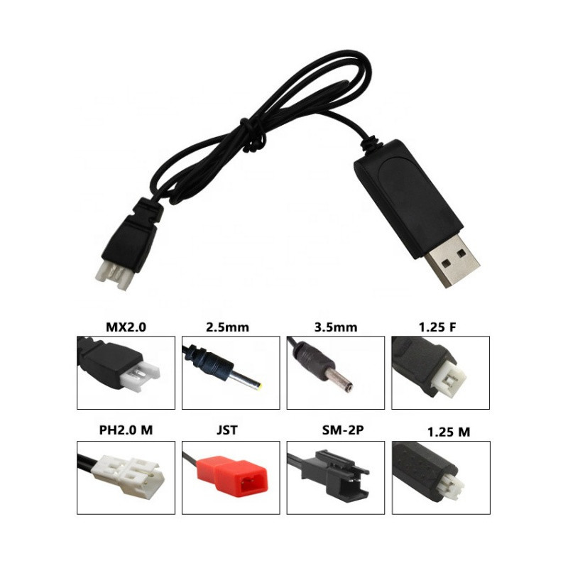 3,7 V aku USB laadija 500 mA SM JST 2P Losi MX2.0 3.5 1.25 PH2.0 XH2.54 RC helikopteri Quadcopteri auto varuosad