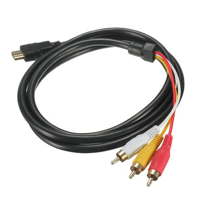 Új aranyozott csatlakozók 5 láb 1,5 M 1080P HDTV HDMI-kompatibilis, dugaszolható 3 RCA audio-video AV-kábel kábeladapter