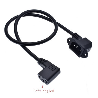 IEC320 C14 csavarlyukakkal derékszögű és C13 derékszögű, C14 - C13 hosszabbító kábel, 60 cm, SVT 3X18AWG