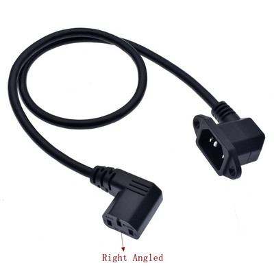 IEC320 C14 csavarlyukakkal derékszögű és C13 derékszögű, C14 - C13 hosszabbító kábel, 60 cm, SVT 3X18AWG