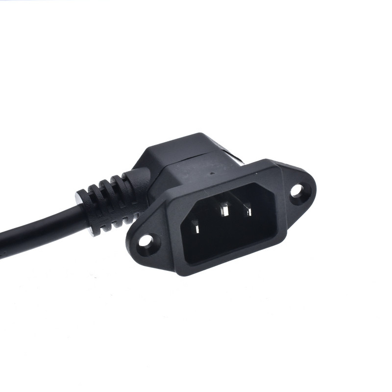 IEC320 C14 csavarlyukakkal derékszögű és C13 derékszögű, C14 - C13 hosszabbító kábel, 60 cm, SVT 3X18AWG