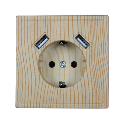 Nová USB zásuvka na nabíjanie telefónu Doprava zdarma Dvojitý USB port 5V 2A USB zásuvka na stenu USB nástenná maľba DREVO farba J1-01M