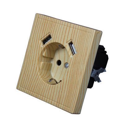 Nová USB zásuvka na nabíjanie telefónu Doprava zdarma Dvojitý USB port 5V 2A USB zásuvka na stenu USB nástenná maľba DREVO farba J1-01M
