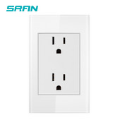 SRAN US štandardná nástenná zásuvka, biely krištáľový panel z tvrdeného skla 118 mm * 76 mm, nová, bez loga