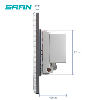 Стандартен стенен контакт SRAN US, панел от закалено стъкло от бял кристал 118 мм*76 мм, нов, без лого