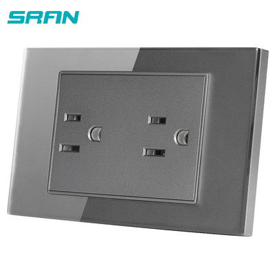 SRAN US štandardná nástenná zásuvka, biely krištáľový panel z tvrdeného skla 118 mm * 76 mm, nová, bez loga