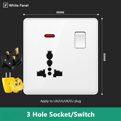 Avoir USB nástenná zásuvka EÚ štandardné elektrické zásuvky biela veľká plastová panelová multifunkčná zásuvka s vypínačom AC110-250V