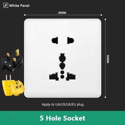Avoir USB nástenná zásuvka EÚ štandardné elektrické zásuvky biela veľká plastová panelová multifunkčná zásuvka s vypínačom AC110-250V