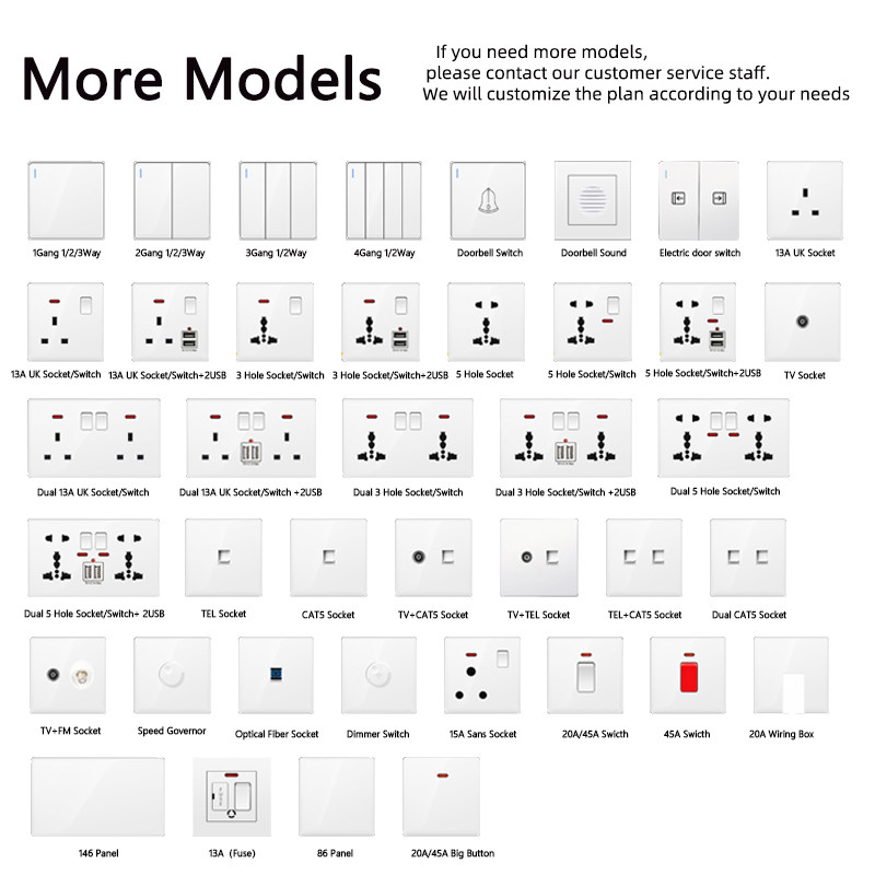 Avoir USB nástenná zásuvka EÚ štandardné elektrické zásuvky biela veľká plastová panelová multifunkčná zásuvka s vypínačom AC110-250V