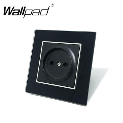 Zásuvka EÚ s pazúrmi, nástenná podložka z tvrdeného čierneho skla Schuko, európsky štandard, nástenná zásuvka s upevňovacím klipom Haken