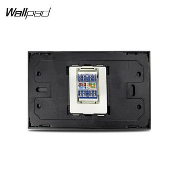 118*72mm Glass CAT 6 Data Socket Wallpad L3 Черен кристален панел RJ45 Интернет Компютърен стенен жак