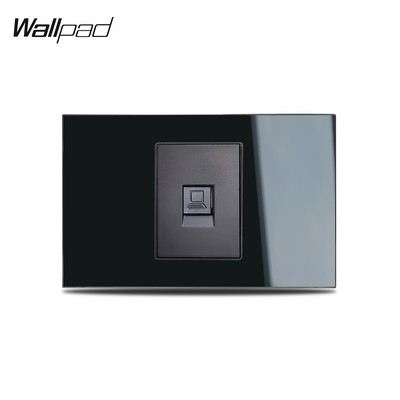 118*72mm-es üveg CAT 6 adataljzatos tapéta L3 fekete kristálypanel RJ45 internetes számítógép fali csatlakozó