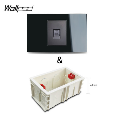 118*72mm-es üveg CAT 6 adataljzatos tapéta L3 fekete kristálypanel RJ45 internetes számítógép fali csatlakozó