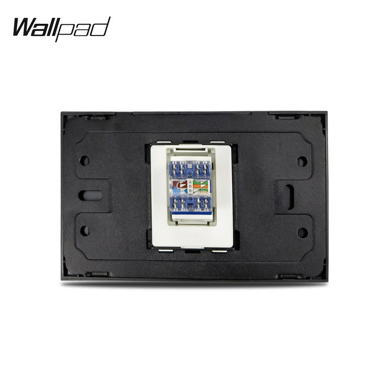 118*72mm-es üveg CAT 6 adataljzatos tapéta L3 fekete kristálypanel RJ45 internetes számítógép fali csatlakozó