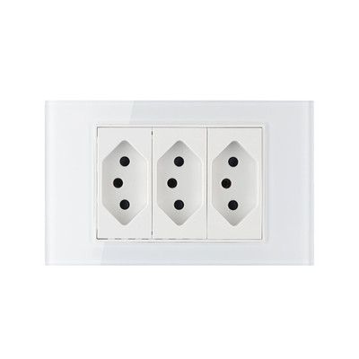 Doprava zdarma do Brazílie, biely tvrdený sklenený panel, USB zásuvka 2100ma, rozmer 120mm * 72mm s USB portami, nástenná zásuvka