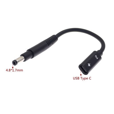 Adaptér USB-C samica na 4,8*1,7 mm pre nabíjačku notebooku, napájací adaptér USB-C pre HP Compaq 500 510 520 530 540 550 620