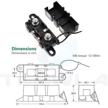 1 ΤΕΜ ANM-H3 32V MEGA Auto Fuse Holder/ANM Bolt-on blade θήκη ασφαλειοθήκης Επίπεδη ασφάλεια 30A 60A 80A 100A 125A 175A 200A 225A -500A