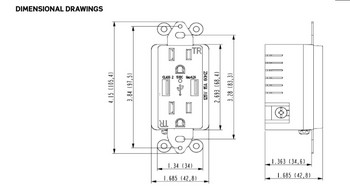 JRUMP US Стенни захранващи двойни контакти с Calss2 USB бързо зарядно устройство 5V/4.2A Устойчиви на фалшифициране щори LED индикатор UL списък