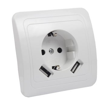 Φορτιστής USB Wall Socket Δωρεάν αποστολή Διπλή θύρα USB 5V 2A πρίζα usb υψηλής ποιότητας λευκό χρώμα LB-04