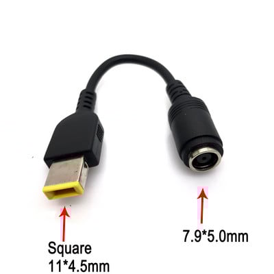 Prevodník napájacieho kábla DC jack (malý štvorcový USB konektor (samica) na 5,5*2,1/7,9*5,5 mm samec) pre notebook Lenovo Thinkpad 15 cm