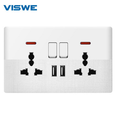 VISWE UK standard Siamese 3 отвора Универсален контакт 146mm*90mm Представен двоен заклинание PC панел 13A 2.1a 5v Usb стенен контакт