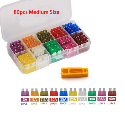 50/80/180db 5/10/15/20/30A autós autó kis és közepes pengéjű biztosíték motorkerékpár csónak teherautó gépkocsi penge biztosíték választék készlet