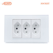 JRUMP Brazīlijas standarta sienas barošanas avots Dual Socket Dual USB uzlādes porta stikla panelis