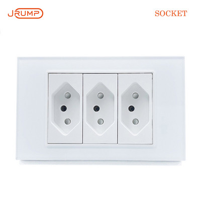 JRUMP Brazīlijas standarta sienas barošanas avots Dual Socket Dual USB uzlādes porta stikla panelis