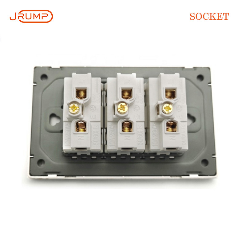 JRUMP Brazīlijas standarta sienas barošanas avots Dual Socket Dual USB uzlādes porta stikla panelis