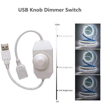 Κουμπί LED USB Stepless Dimmer DC 5V Κορδέλα Φωτεινότητα Ρύθμιση διακόπτη σύνδεσης ελεγκτή για 5050 3528 2835 5 Volt Φωτιστικά λωρίδας