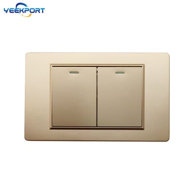 118 mm zásuvka EÚ pre domácnosť, nemecký štandard, zlatý PC panel s ohňovzdorným panelom, 16A, 2-otvorová, s 2 USB portami