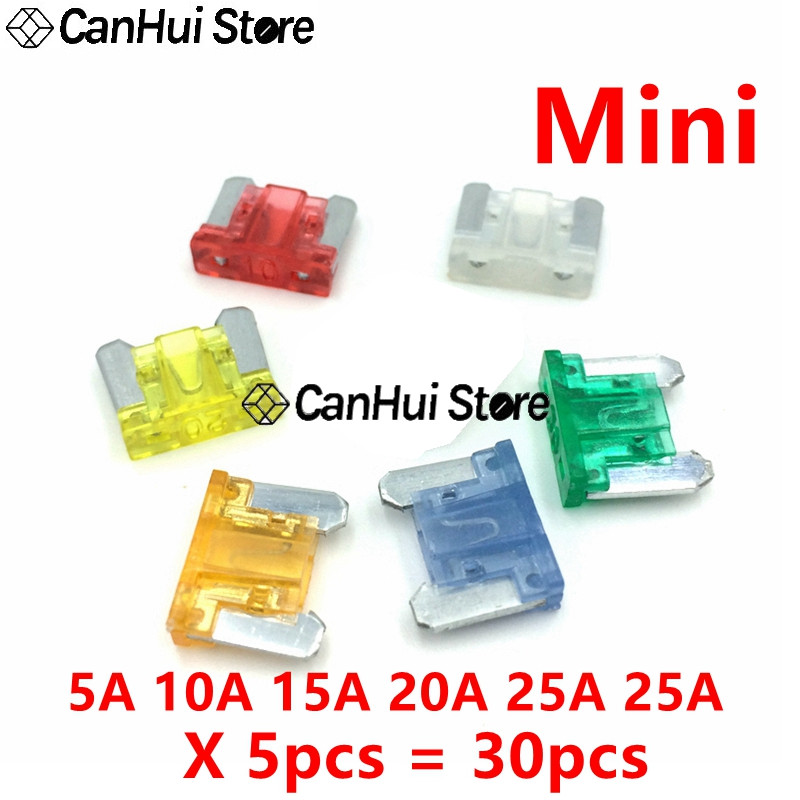 30 ks 5A10A15A20A25A30A x 5 ks M2/Mini/Small/Stredná sada automobilových poistiek Zmiešaná mini štandardná nožová poistka pre autá, nákladné autá, lode