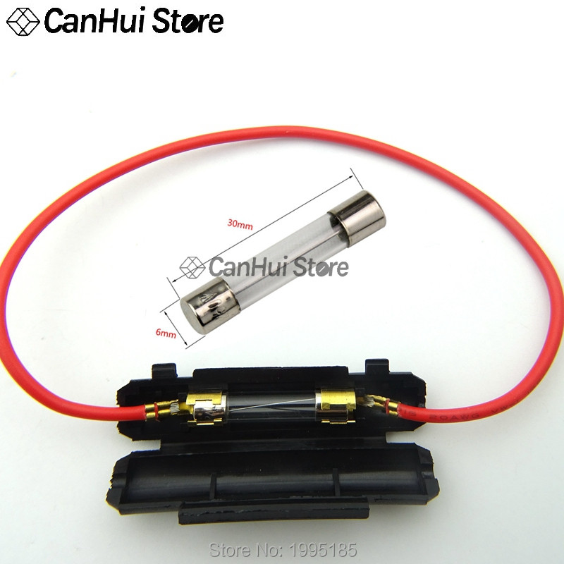 5 vnt 6 * 30 mm stiklo saugiklių laikiklis 6x30 mm saugiklių lizdas atverčiamas korpusas juodas/baltas atverčiamas saugiklių lizdas žemės riešutų korpusas su 20 AWG laidu