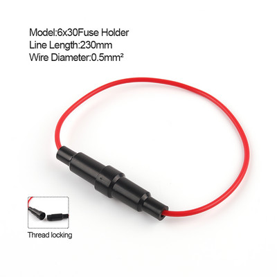 10 DB üvegcsöves biztosítéktartó csavaros típusú gyorskioldó biztosítékok vezetékes kábellel 250 V AC 5 * 20 / 6 * 30 mm-es autós biztosítékokhoz