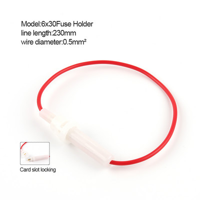 10 DB üvegcsöves biztosítéktartó csavaros típusú gyorskioldó biztosítékok vezetékes kábellel 250 V AC 5 * 20 / 6 * 30 mm-es autós biztosítékokhoz