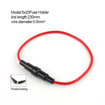 10 DB üvegcsöves biztosítéktartó csavaros típusú gyorskioldó biztosítékok vezetékes kábellel 250 V AC 5 * 20 / 6 * 30 mm-es autós biztosítékokhoz