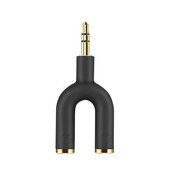 Kõrvaklappide jaoturi adapter, Aux Stereo Y pesa jaoturi adapter, 3,5 mm isa kuni 2 pordiga 3,5 mm emane kõrvaklapi jaoks, must