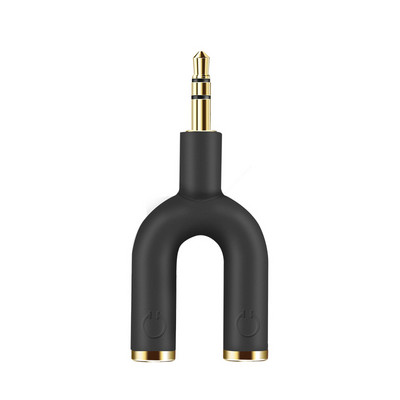 Kõrvaklappide jaoturi adapter, Aux Stereo Y pesa jaoturi adapter, 3,5 mm isa kuni 2 pordiga 3,5 mm emane kõrvaklapi jaoks, must